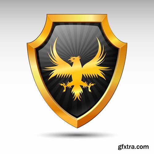 Collection shield logo icon web design element site 25 EPS