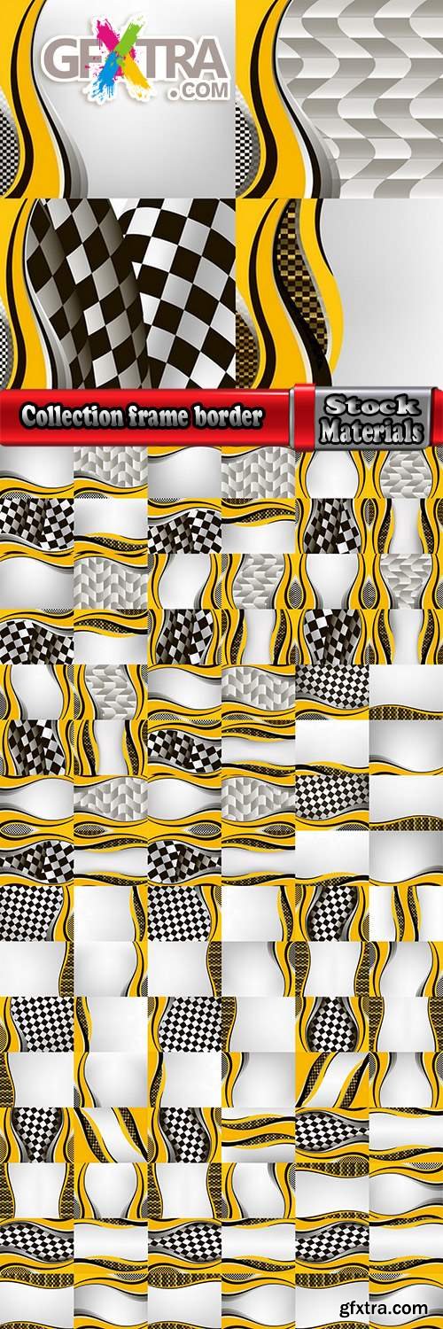 Collection frame border sign emblem wave the checkered flag 25 EPS