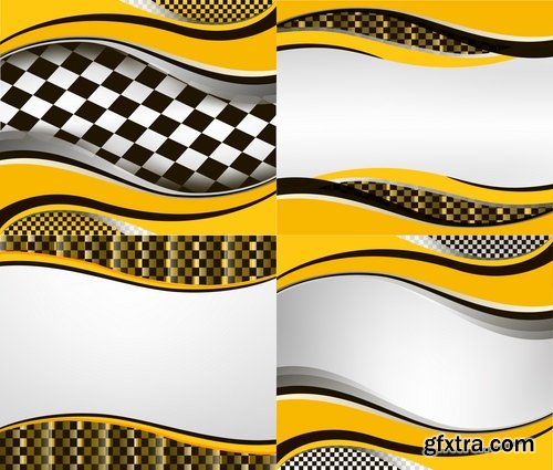 Collection frame border sign emblem wave the checkered flag 25 EPS