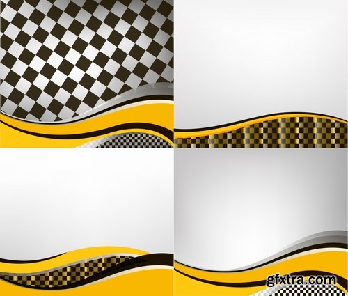 Collection frame border sign emblem wave the checkered flag 25 EPS