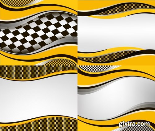 Collection frame border sign emblem wave the checkered flag 25 EPS