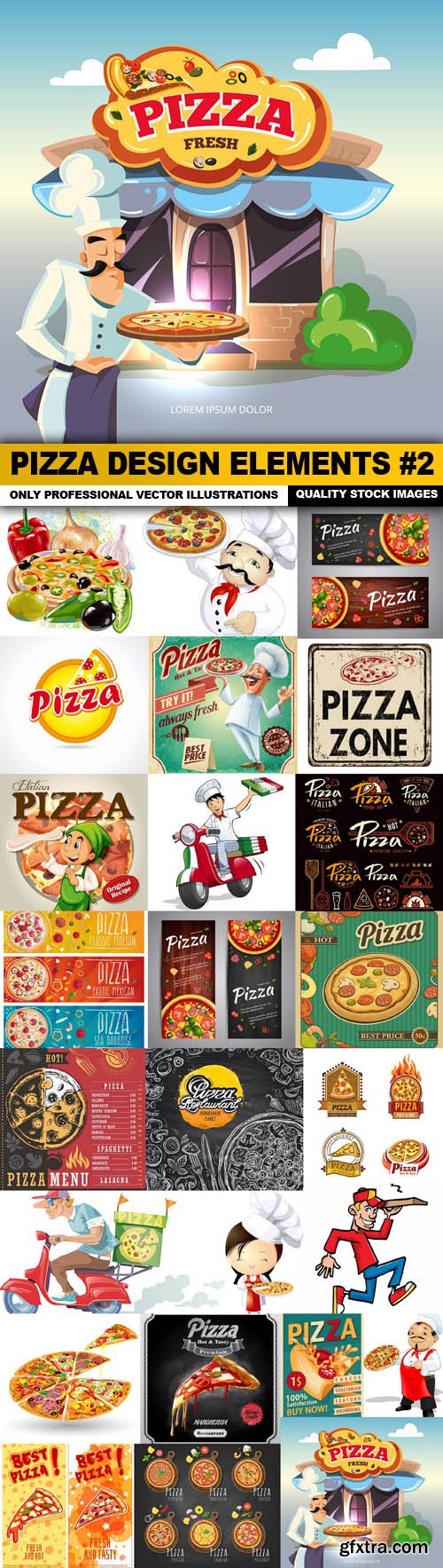 Pizza Design Elements #2 - 25 Vector