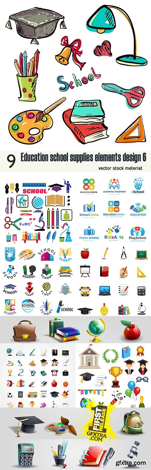 Education school supplies elements design 6