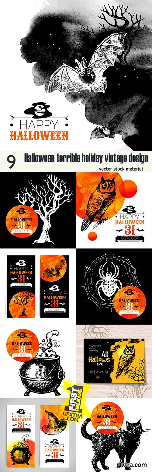 Halloween terrible holiday vintage design