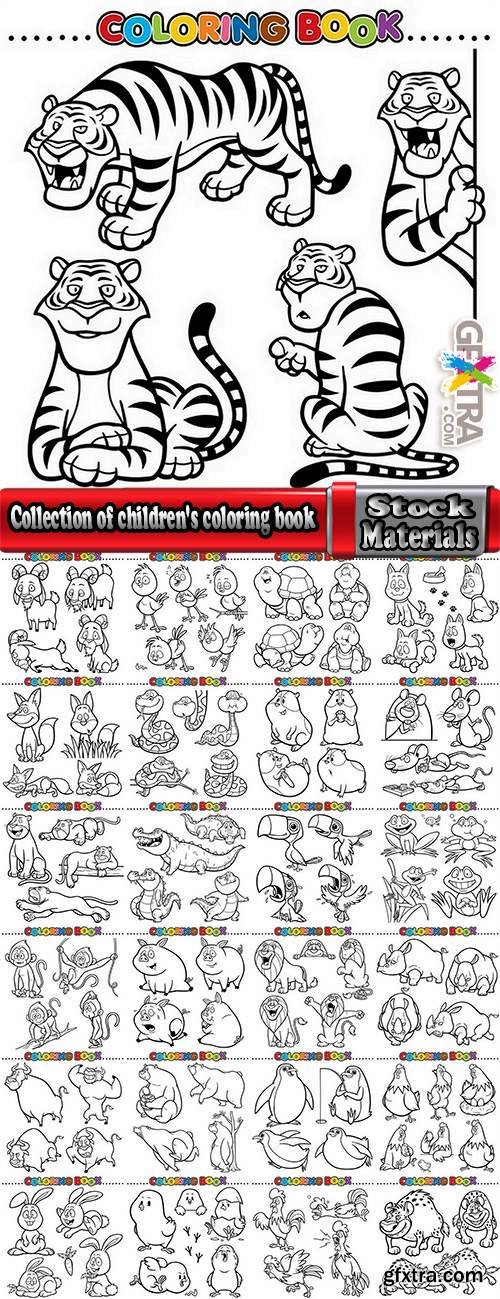 Collection of children\'s coloring book illustration of puzzle animals 25 HQ Jpeg