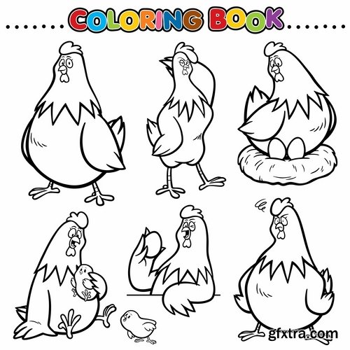 Collection of children\'s coloring book illustration of puzzle animals 25 HQ Jpeg