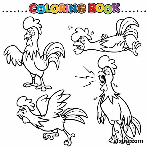 Collection of children\'s coloring book illustration of puzzle animals 25 HQ Jpeg