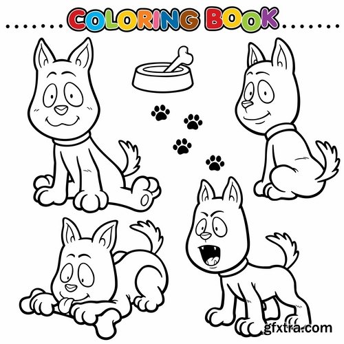 Collection of children\'s coloring book illustration of puzzle animals 25 HQ Jpeg