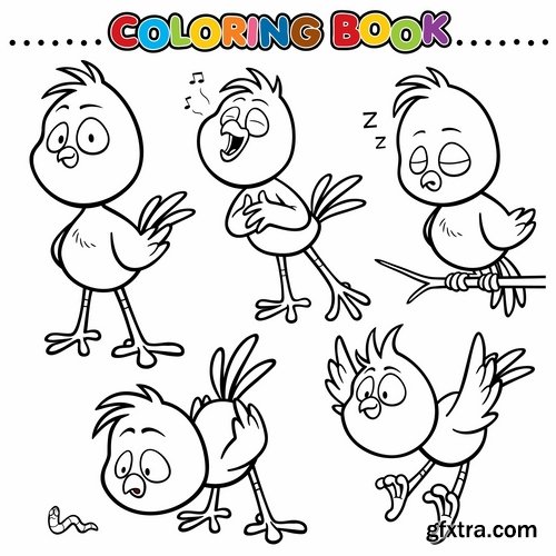 Collection of children\'s coloring book illustration of puzzle animals 25 HQ Jpeg