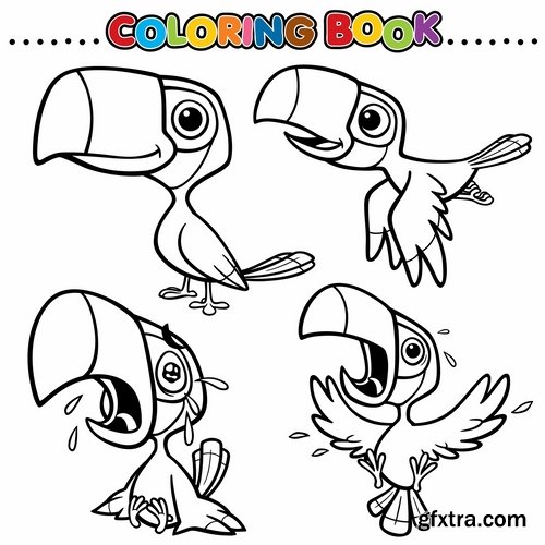 Collection of children\'s coloring book illustration of puzzle animals 25 HQ Jpeg