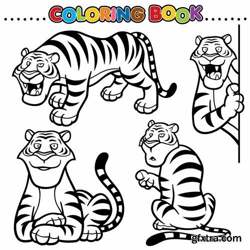 Collection of children\'s coloring book illustration of puzzle animals 25 HQ Jpeg