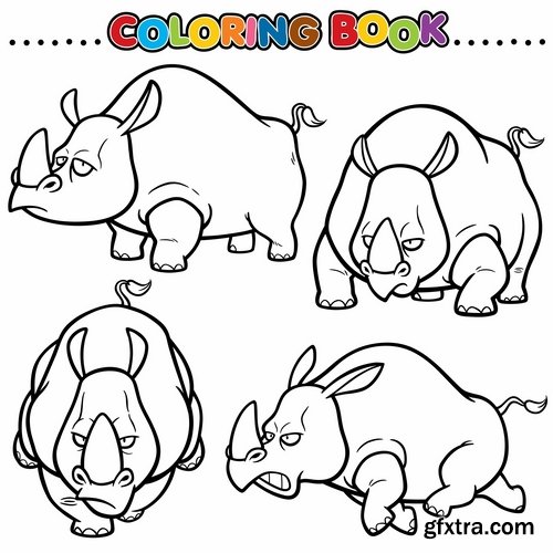 Collection of children\'s coloring book illustration of puzzle animals 25 HQ Jpeg