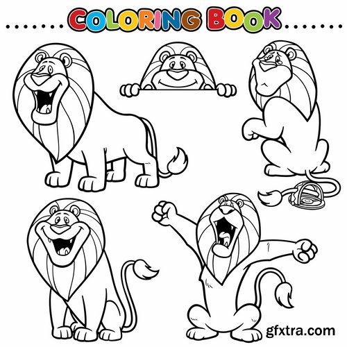 Collection of children\'s coloring book illustration of puzzle animals 25 HQ Jpeg