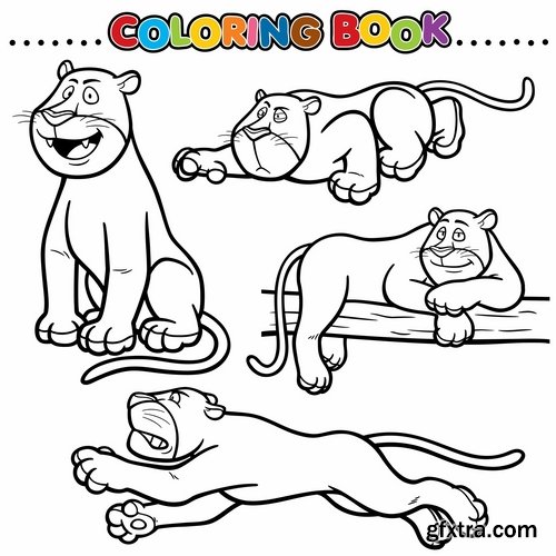 Collection of children\'s coloring book illustration of puzzle animals 25 HQ Jpeg