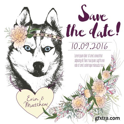 Color hand drawn domestic dog illustration, animal vector