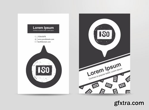 Collection of black and white banner flyer business card icon 25 EPS