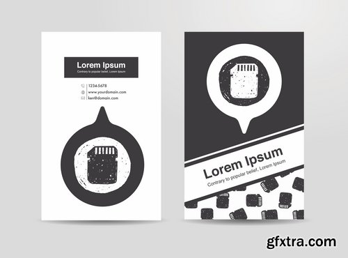 Collection of black and white banner flyer business card icon 25 EPS