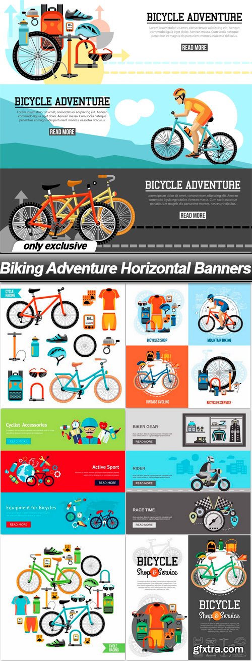 Biking Adventure Horizontal Banners - 7 EPS