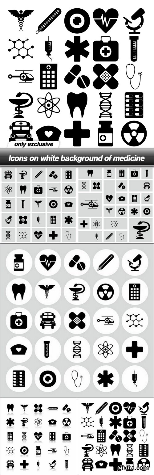 Icons on white background of medicine - 5 EPS