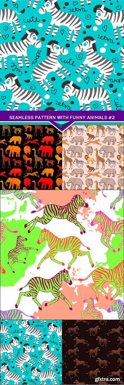 Seamless pattern with funny animals #2 5X EPS