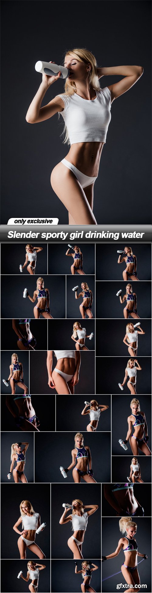 Slender sporty girl drinking water - 24 UHQ JPEG