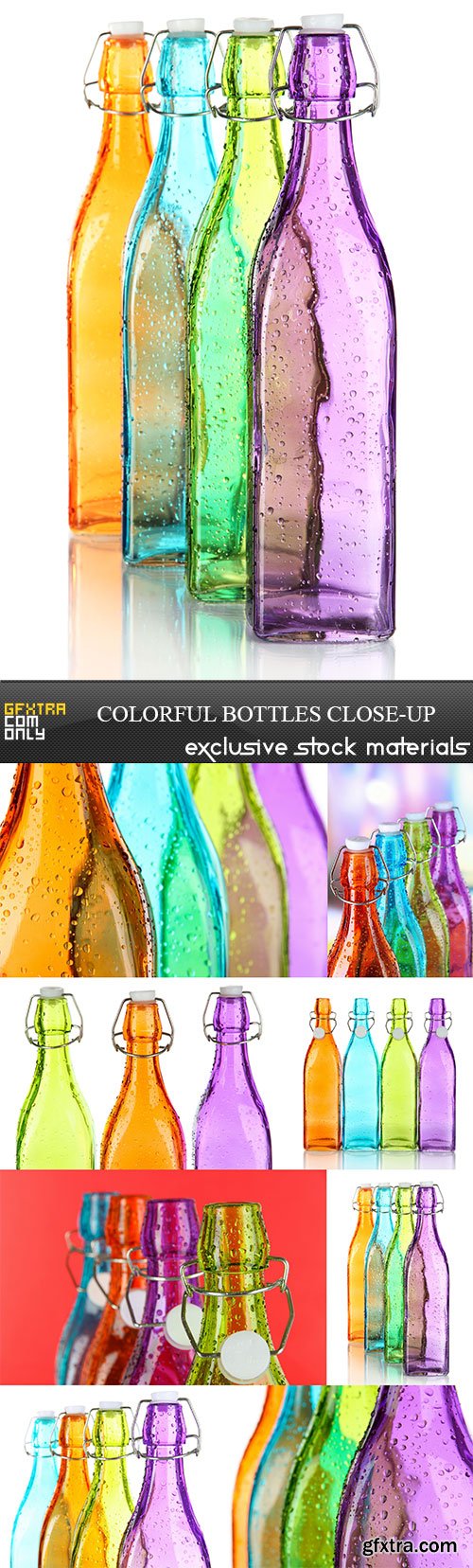 Colorful bottles close-up, 8 x UHQ JPEG