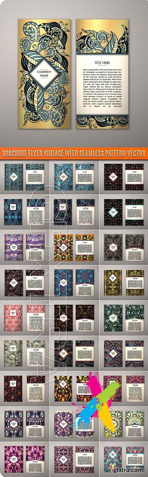 Brochure flyer vintage with seamless pattern vector