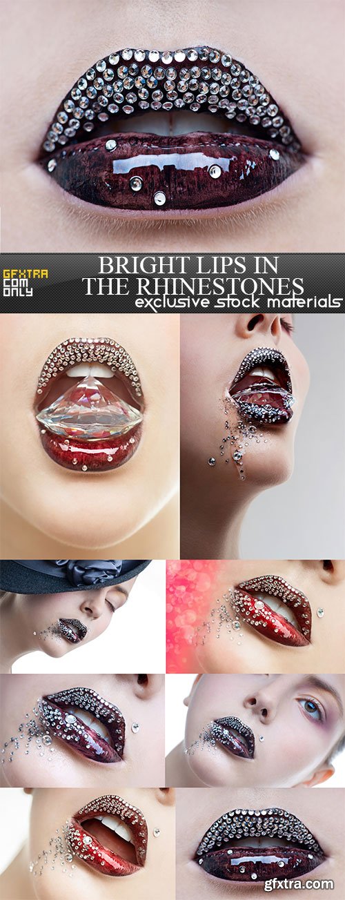 Bright lips in the rhinestones, 8 x UHQ JPEG