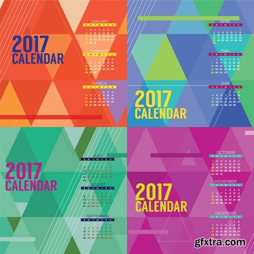 Collection calendar of 2017 poster flyer banner illustration for children's books 25 EPS