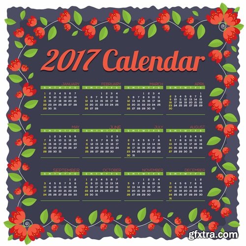 Collection calendar of 2017 poster flyer banner illustration for children's books 25 EPS