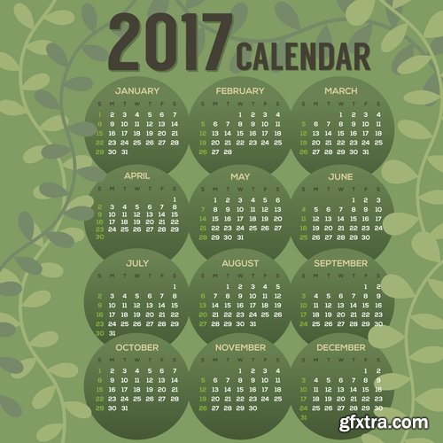 Collection calendar of 2017 poster flyer banner illustration for children's books 25 EPS