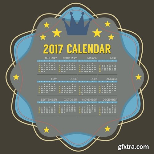 Collection calendar of 2017 poster flyer banner illustration for children's books 25 EPS