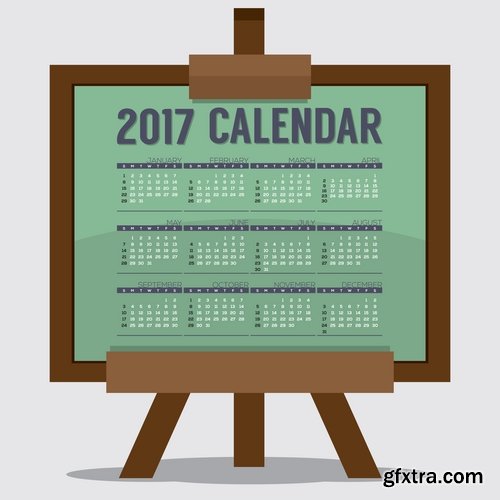 Collection calendar of 2017 poster flyer banner illustration for children's books 25 EPS