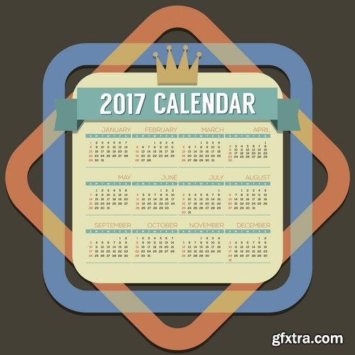 Collection calendar of 2017 poster flyer banner illustration for children's books 25 EPS