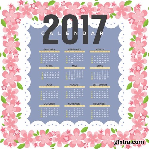 Collection calendar of 2017 poster flyer banner illustration for children's books 25 EPS