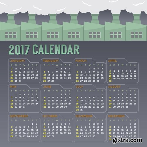 Collection calendar of 2017 poster flyer banner illustration for children's books 25 EPS