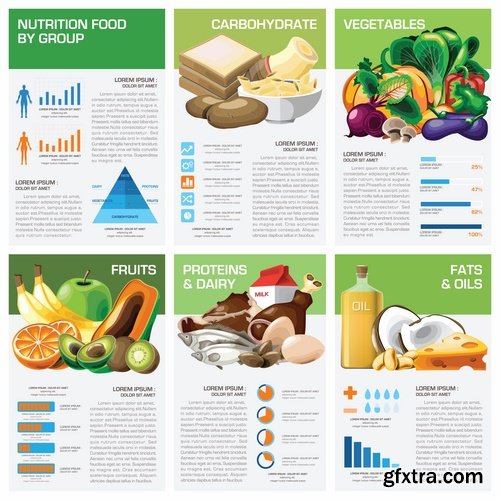 Collection business infographics medicine food products 25 EPS