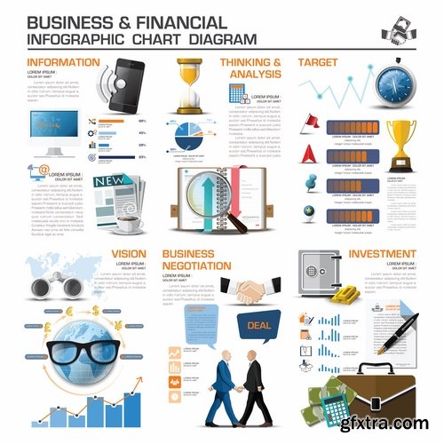 Collection business infographics medicine food products 25 EPS