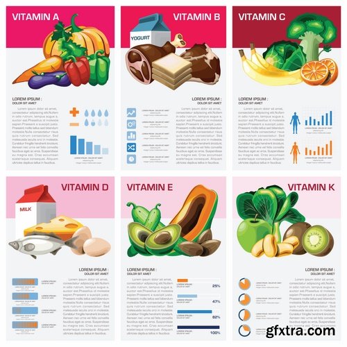 Collection business infographics medicine food products 25 EPS