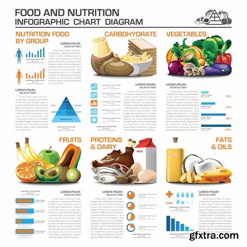 Collection business infographics medicine food products 25 EPS