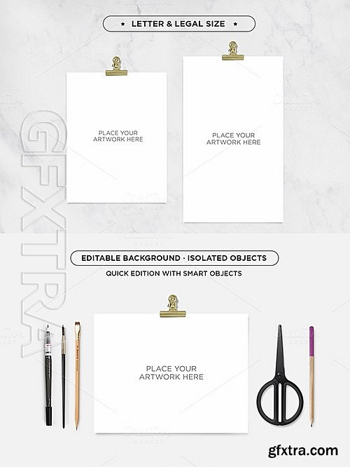 CM - Mockup Gold Paper Clip 671363