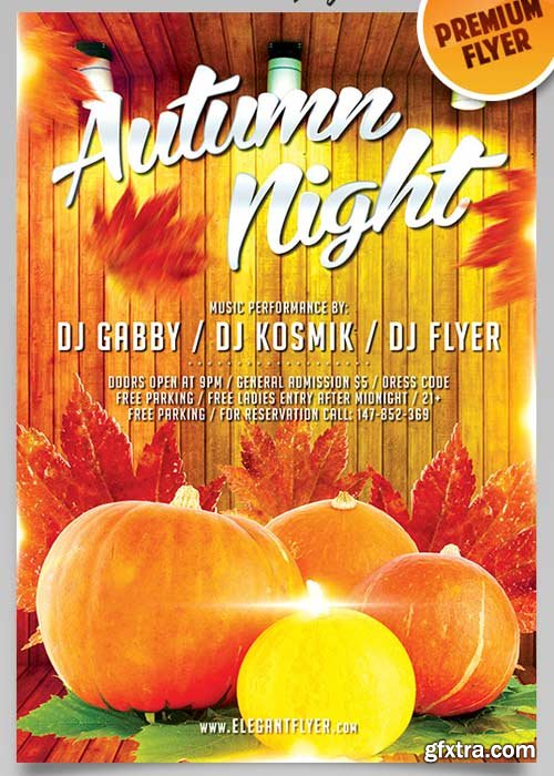 Autumn Night V3 Flyer PSD Template + Facebook Cover
