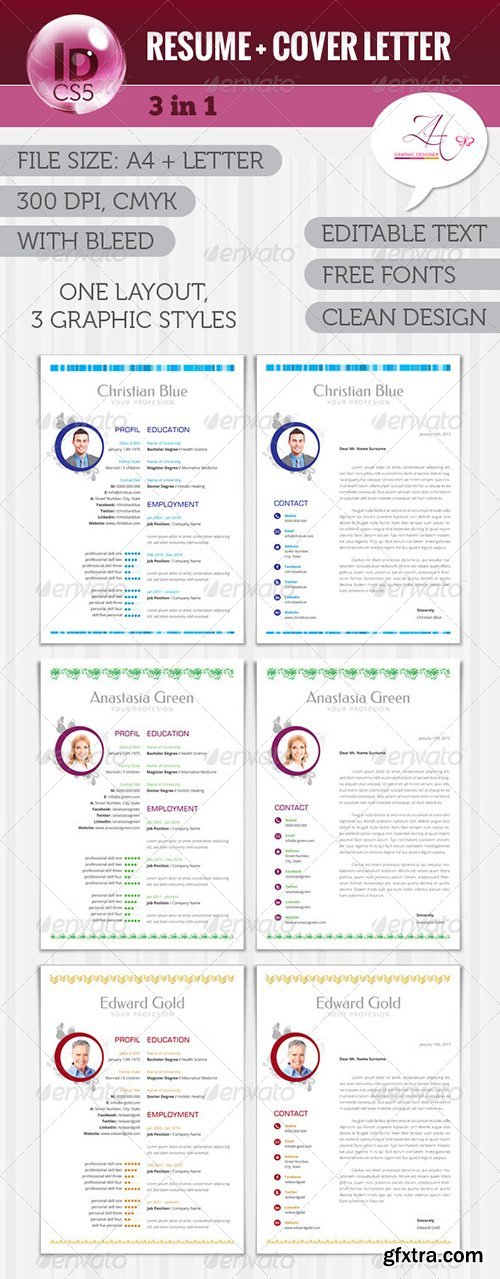 GraphicRiver Resume + Cover Letter (3 in 1) 5773507