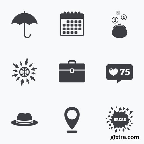 Collection icon flat web design element of various subjects 4-25 EPS