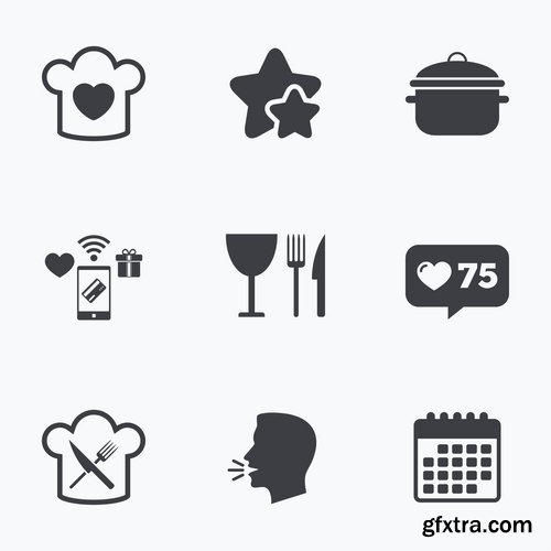 Collection icon flat web design element of various subjects 4-25 EPS