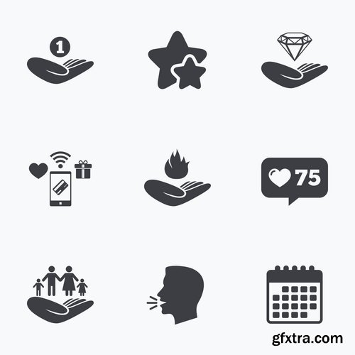 Collection icon flat web design element of various subjects 4-25 EPS