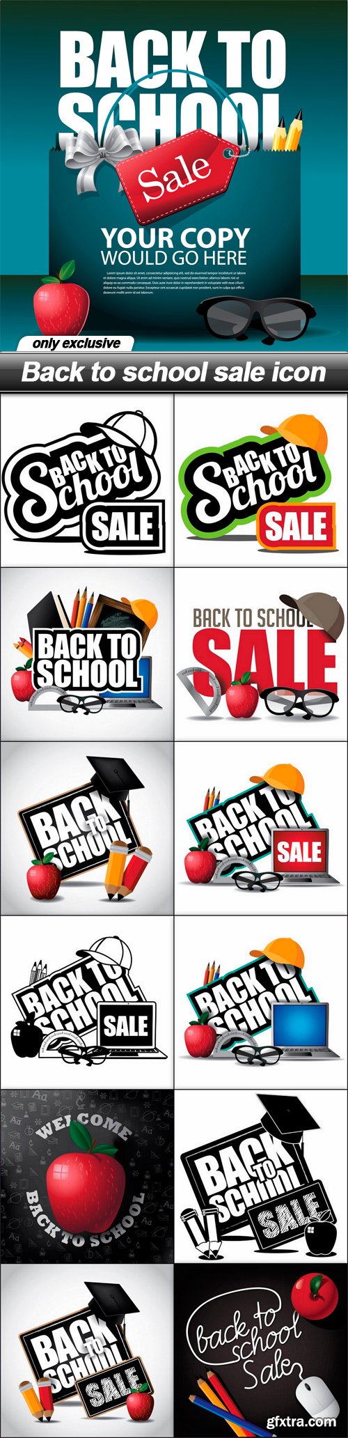 Back to school sale icon - 13 EPS