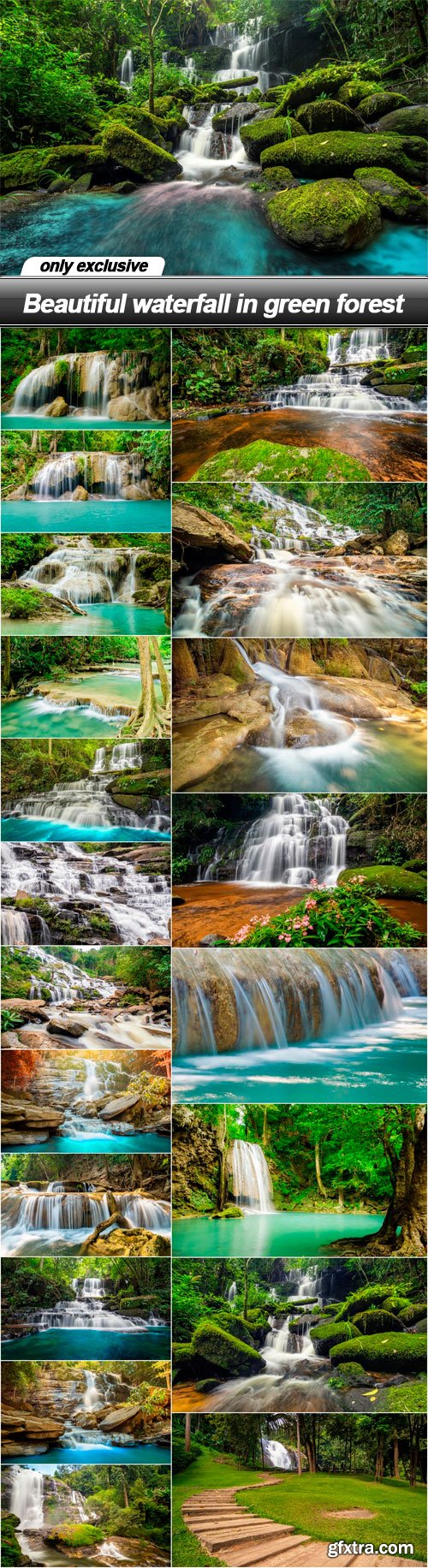 Beautiful waterfall in green forest - 21 UHQ JPEG