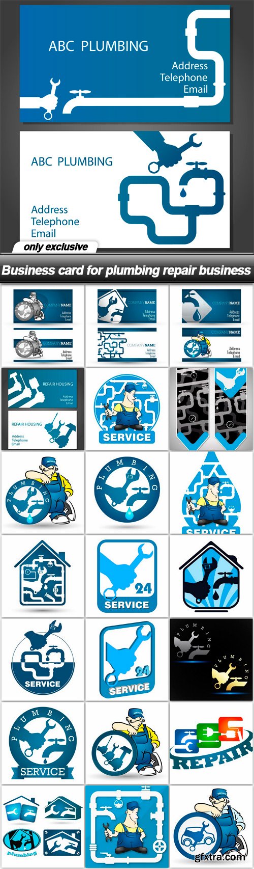 Business card for plumbing repair business - 22 EPS