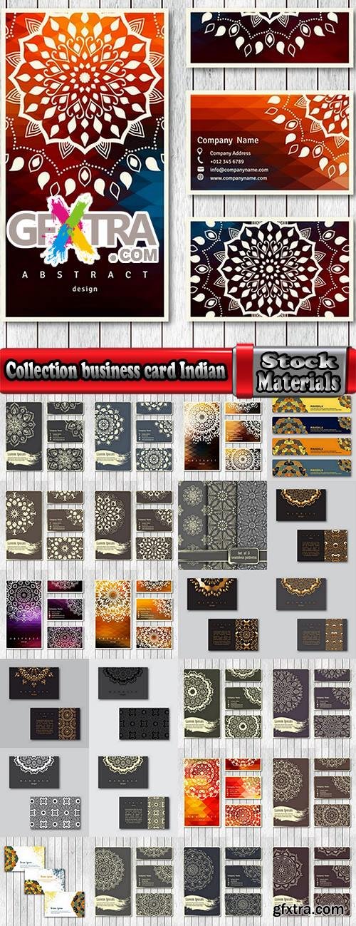 Collection business card Indian ethnic ornament pattern mandala flyer image a banner 25 EPS